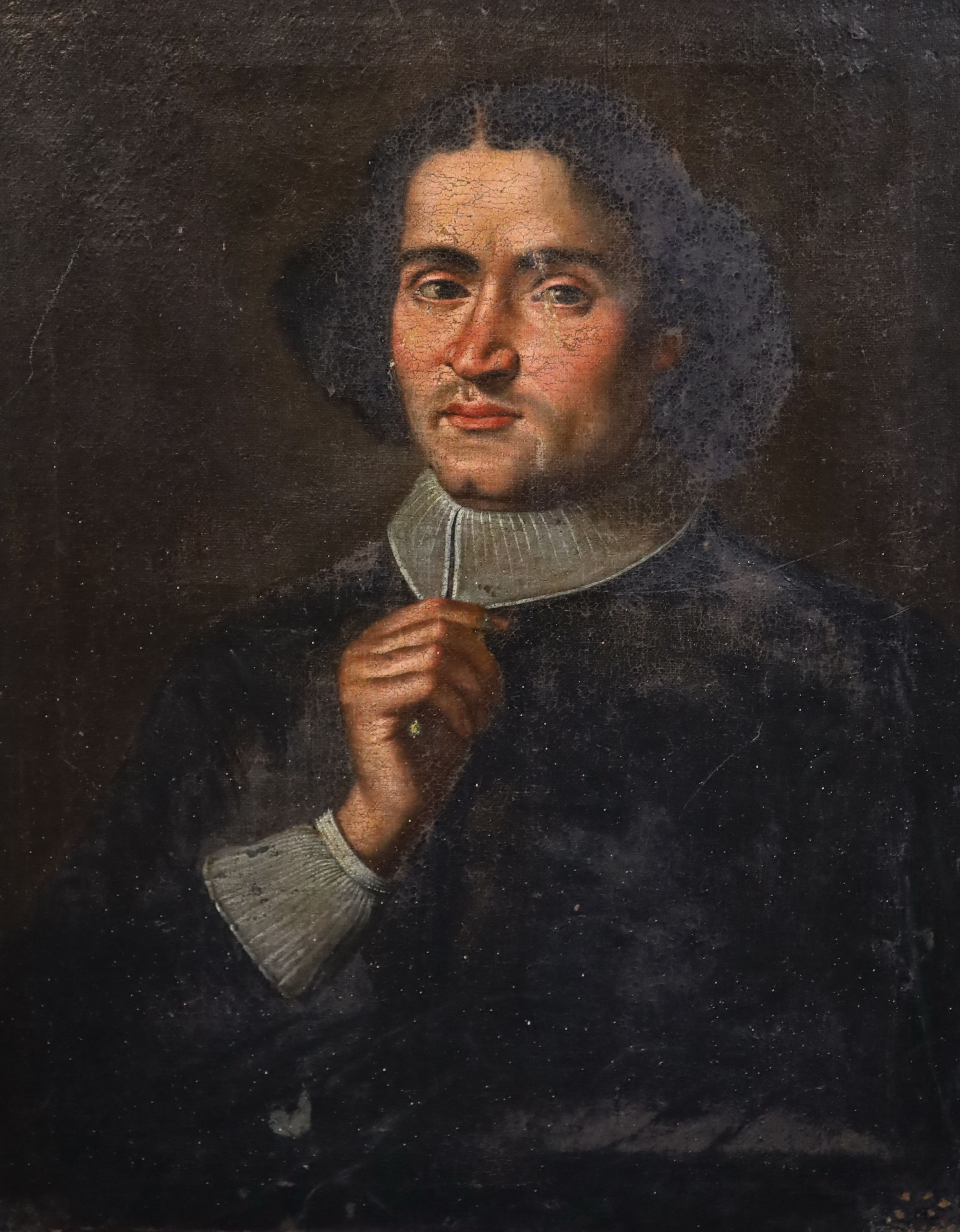 17th century Continental School, Portrait of a young man, oil on canvas, 75 x 59.5cm, unframed